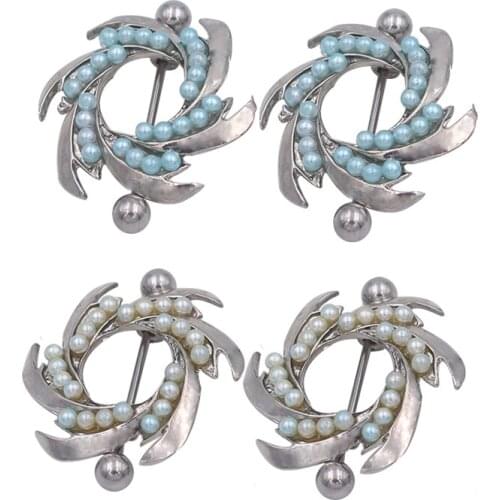 1Pair New Arrival Imitation Pearl White Blue WildKlass Nipple Bar piercing Rings Sheild