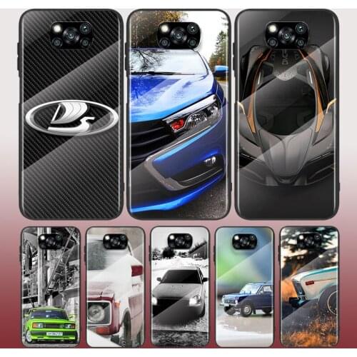 Tempered Glass New Shell Luxury Cover Russia Lada Car For Xiaomi POCO F3 F2 X3 NFC X2 M2 Pro Phone Case