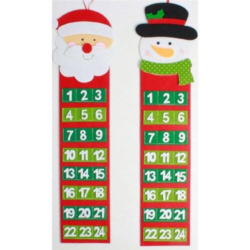 New Christmas Advent Calendar Santa Claus Snowmen Hanging Christmas Calendar Door Wall Window Christmas Decor Xmas Gift