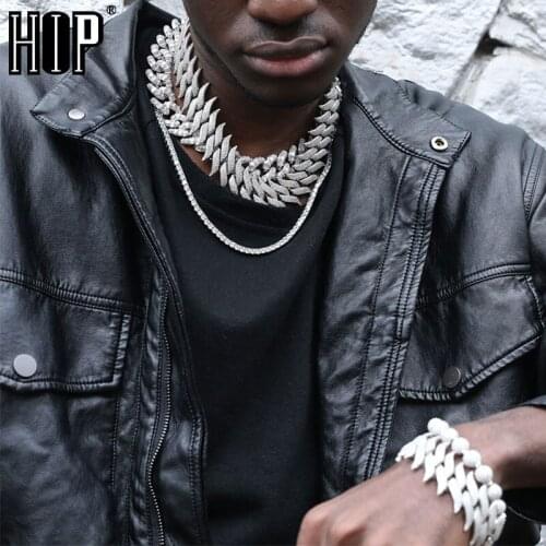 Hip Hop Heavy 29MM Thorns Big Box Buckle Cuban Copper Setting AAA+ Cubic Zirconia Stones Bracelet Necklace For Men Jewelry