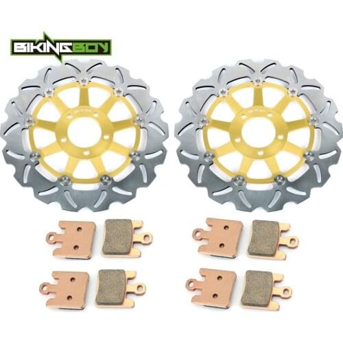 BIKINGBOY Front Brake Discs Rotors Disks + 4 Set Pads For Kawasaki Ninja ZX12R ZX-12R 2004 2005 ZX 1200 B3 B4 300mm Full Set