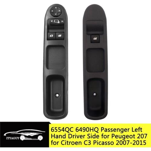 1 Set Left Hand Driver Passenger Side Car Electric Window Switch 6554QC 6490HQ For Citroen C3 Picasso For Peugeot 207 2007-2015