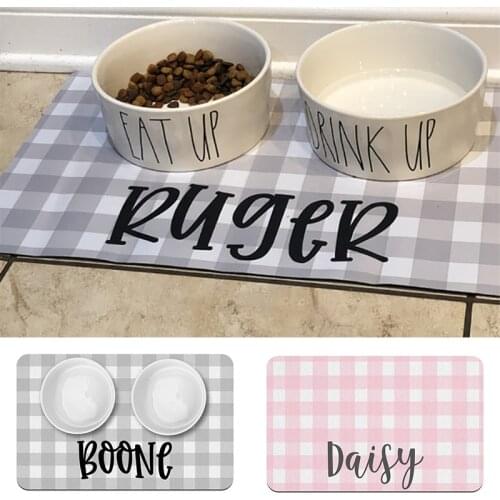 Custom Name Pet Placemat Waterproof Pet Mat Dog Mat Cat Mat PU Leather Pet Food Pad Pet Bowel Drinking Mat Dog Feeding Placemat