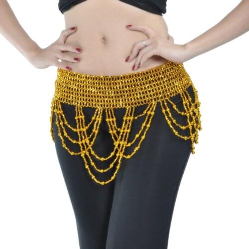 Belly Dance Belt Rhinestone Tassel Bells Scarf Dance Belt Dance Wear Silver Golden Waist Chain Hip Chain Belt Accessories