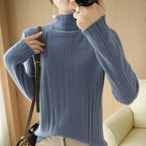 Half high neck pullover Sweater women autumn/winter 2021 new style 100% pure Wool sweater long-sleeved knitted Cashmere sweater