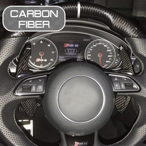 Carbon Fiber Car Steering Wheel Extend Paddle For Audi A3 A5 A7 A8 S5 Q3 Q7 SQ5 RS6 Shifters Covers Car Stickers