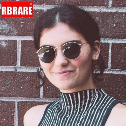 RBRARE Metal Frame Round Womens Sunglasses Alloy Mirror Mens Sun Glasses Vintage Brand Designer Modis Oculos Shades For Women