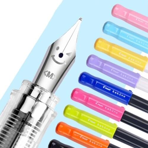PILOT KaKuno Smile Face Fountain Pen FKA-1SR Replaceable Ink Bag Writing Smooth Stationery School Supplies Office Gift Box