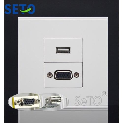 SeTo 86 Type One Port VGA + USB Assorted Panel Wall Plate Socket Keystone Faceplate