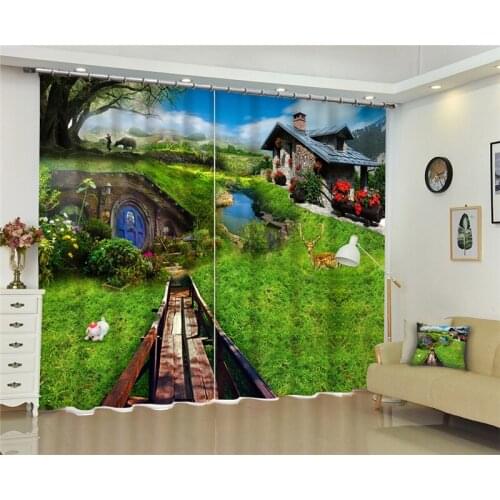 Kids Bedroom print Luxury Blackout 3D Window Curtain For Living Room Drapes Rideaux Cortinas Customized size green pillowcase