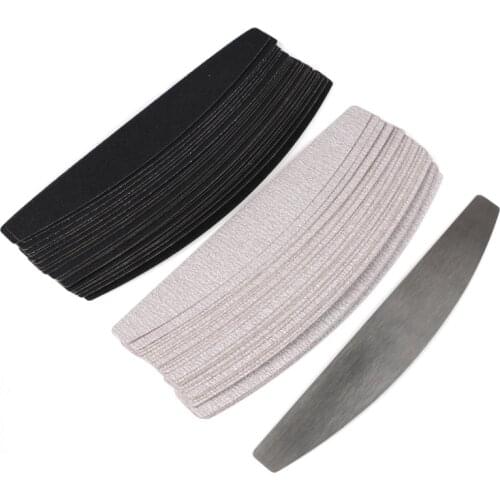 10pcs Black/Grey Removable SandPaper Nail File With Stainless Steel Handle Metal Replacement Nail Buffer 100/180 For Manicure