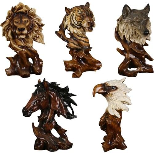 Resin Animal Head Statue Farm House Porch Decoration Office Table Figurine Craft Sculpture