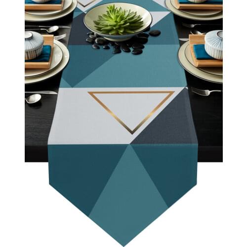 Triangular Blocks Geometric Table Runner Modern Table Flag Home Party Country Wedding Decoration Tablecloth Table Runners