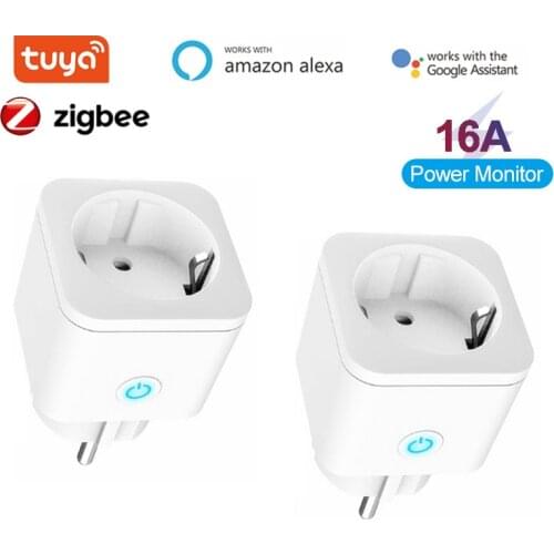 Tuya ZigBee Smart Plug EU 16A Power Monitor Timing Function Socket Smart Home Wireless Compatible Alexa Google Home Assistant