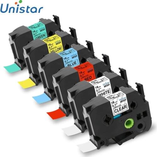 Unistar Multicolor TZe241 18mm Sticker compatible for Brother P-touch Tape TZe TZ 241 Label Maker TZe-241 Printer Ribbons