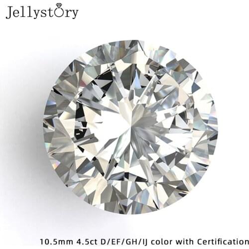 Jellystory Moissanites 10.5mm 4.5ct D EF GH IJ Color Round Brilliant Cut VVS Wedding Rings Bracelet Jewelry Material Certificate