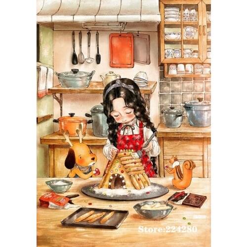 Baking Girl,Creative set Needlework Cross stitch 14CT Unprinted Embroidery kits Arts Cross-Stitching,DIY Handmade Home Decor