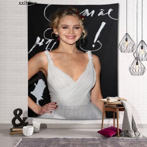 Custom Actor Jennifer Lawrence Hanging Fabric Background Wall Covering Home Decoration Blanket Tapestry Bedroom Wall Decor