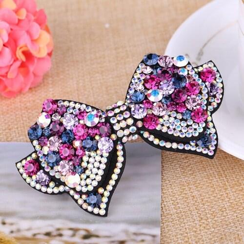 Korean Girl Simple Exquisite Bow Tie Barrettes Ponytail Clips Women Fashion Rhinestone Headdress Bride Hair Accessories