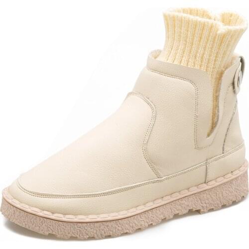 Fad Autumn Soft Thick Bottom Ankle Boots for Women Shoes Female Winter Boots Warm Wool Comfortable Flat Slip on Martin Boots