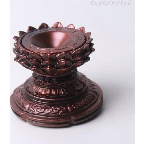 1pc Coffee Color Coating Resin Lotus Shape Crystal Sphere Stand Desktop Decoration