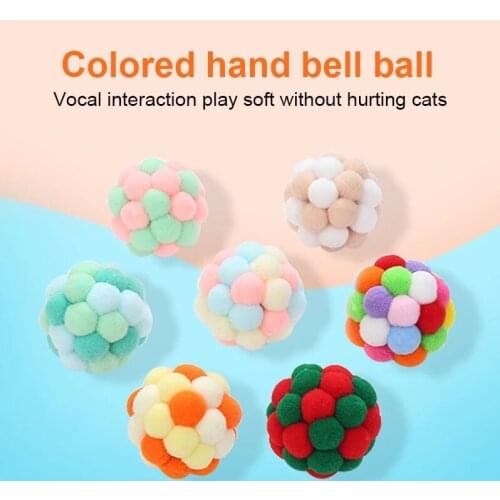 1pc Pet Cat Toy Colorful Plush Bell Balls Handmade Bouncy Balls Pet Interactive Toys Cat Favor Cat Supplies Pet Toy Accessories