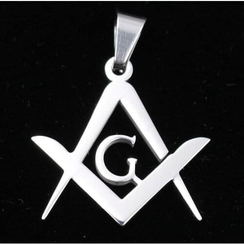 10pcs wholesale 29mm high quality stainless steel Freemason Mason Masonic Symbol Pendants Necklace Charms