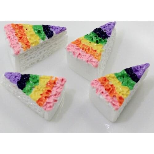 100/50pcs Resin Kawaii Rainbow Cake Flat Back Cabochon Scrapbooking Art Supply Decoration Charm Craft DIY
