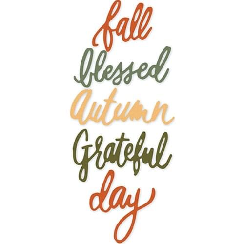 2020 New English Words Grateful Fall Day Autumn Blessed Metal Cutting Dies For Making Greeting Card Paper Scrapbooking No Stamps