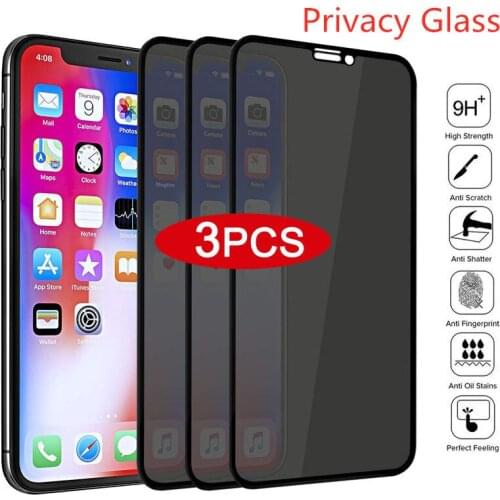 3PCS Privacy Screen Protector For IPhone 12 11 Pro Max 12Mini Anti-spy Protective Glass for IPhone X XS XR 6 6S 7 8 Plus HD Film