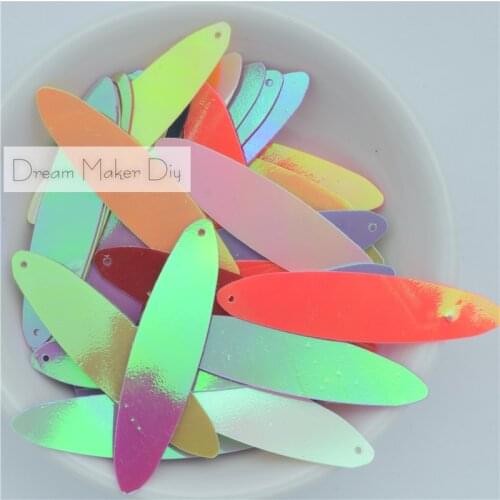 400pcs(50G) 10*40mm Mix AB Flat Oval Side Hole Loose Sequin Paillette Sewing,Wedding Craft,Kids DIY Garment Accessories