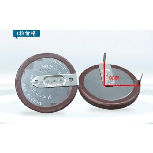 50PCS 100% Original VL2020 2020 3V 20mAh Rechargeable lithium battery With 90 degree welding feet button coin cell