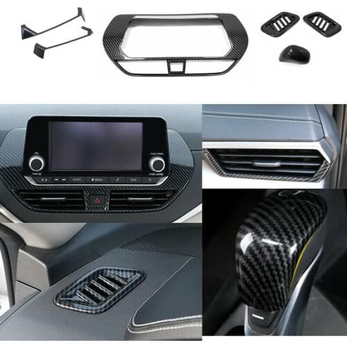 6Pcs/set ABS Carbon Fiber Interior Decoration Trim Cover For Nissan Altima 2019-2020 Interior Mouldings Sticker Chromium Styling