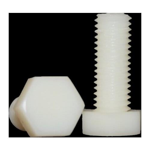 8pcs M12 hex head bolts hexagon socket screws PA66 nylon insulated plastic male screw white color 20mm-150mm length