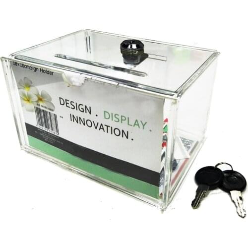 Counter Acrylic Donation Collection Box,Perspex Charity Fundraising Box with Keylock YGB-007