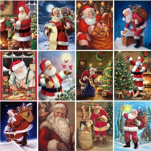 5D DIY Diamond Painting Cute Santa Claus Full Square Drill Embroidery Mosaic Art Picture Rhinestones Christmas Gift Home Decor