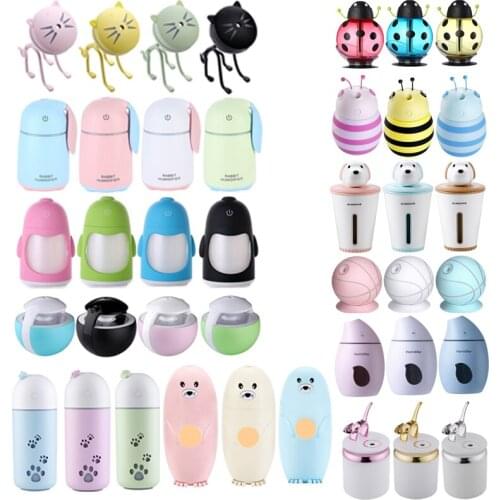 Car Cat Puppy Bee Ladybug Humidifier USB LED Mini Aroma Essential Oil Diffuser Mist Maker Home Office DHL 20 pcs/lot