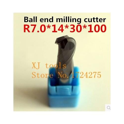 Free shipping 1PCS*2F-R7.0*14*30*100L alloy ball end milling cutter, carbide end milling cutter, CNC engraving knife,CNC tool