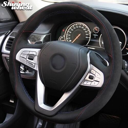 Shining wheat Black Leather Suede Car Steering Wheel Cover for BMW G30 530i 540i 520d 530e 2016-2018 G32 GT 630i 630d 2017-2018