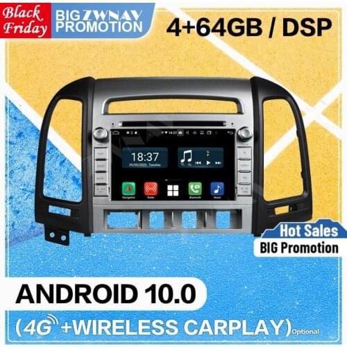 Carplay Android 10.0 screen Car Multimedia DVD Player for Hyundai New Santa Fe 2012-2015 BT GPS Navi Auto Radio Stereo Head unit