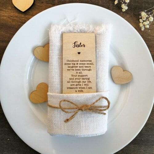 Wooden Rectangular Anniversary Celebration Party VIP Seat Card And Groomsman Seat retro Wedding Sister Seat Card