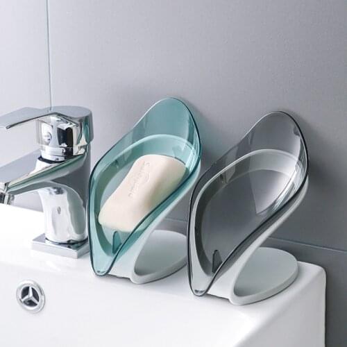 Bathroom Soap Holder Leaf Shaped Soap Box Sponge Drain Rack Non-slip Drain Soap Dish Shower Container Tray Bathroom Accessories