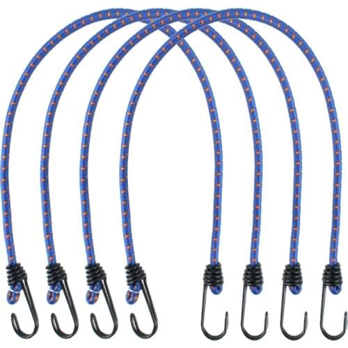 4 Pieces 60cm Strong Elastic Bungee Rope Shock Cord Lightweight Luggage Straps with 2 End Hook Tools for Outdoor Camping Hiking