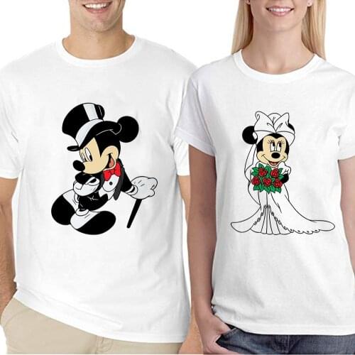Disney Mouse Mickey Minnie Lovers Print TShirt Short Sleeve O Neck Loose Tshirt Summer Unisex Tee Shirt Tops Couple T Shirt
