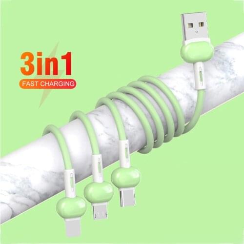 3 In 1 Cable For iPhone 12 XS X XR USB To Type-C/8 Pin/Android Charger Cable 1.2m Fast Charging Cord For Samsung