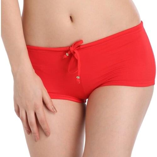 Red Beach Bikini Swim Bottom High End Nylon Quality Fully Lined Bikini Swimwear Adjustable Ties Women Swim Boxer Panty 04