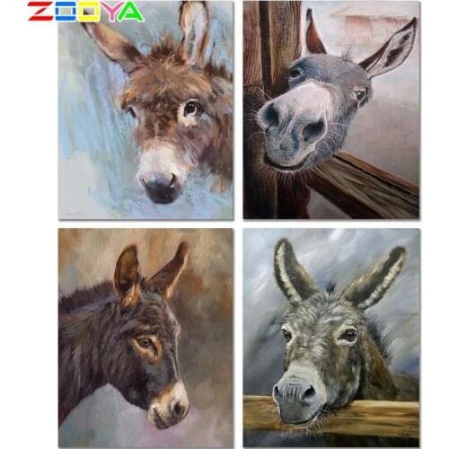 ZOOYA 5D DIY Diamond Painting Kit Full drill Round Pictures Diamond Embroidery Animal Sale Diamond Mosaic Donkey Decor RF1971