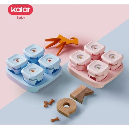 Kalar Set of 4 Glass Silicone Baby Blocks Food Storage Container