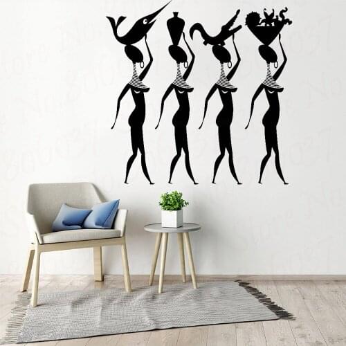Four African Women Wall Decal Home Decor Art Stickers Afro Beauty Salon Woman Dancing Living Room Wall Decoration WL1629