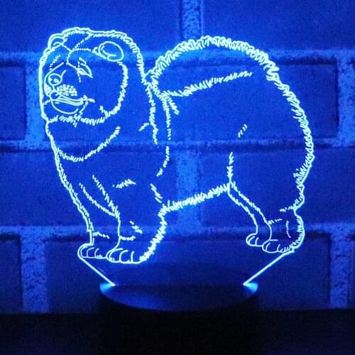 3D Lamp Chow Chow Dog Desk Table Light 7 Colors Changing Touch Control Lamp Gift for Christmas Birthday Valentines Day Kids